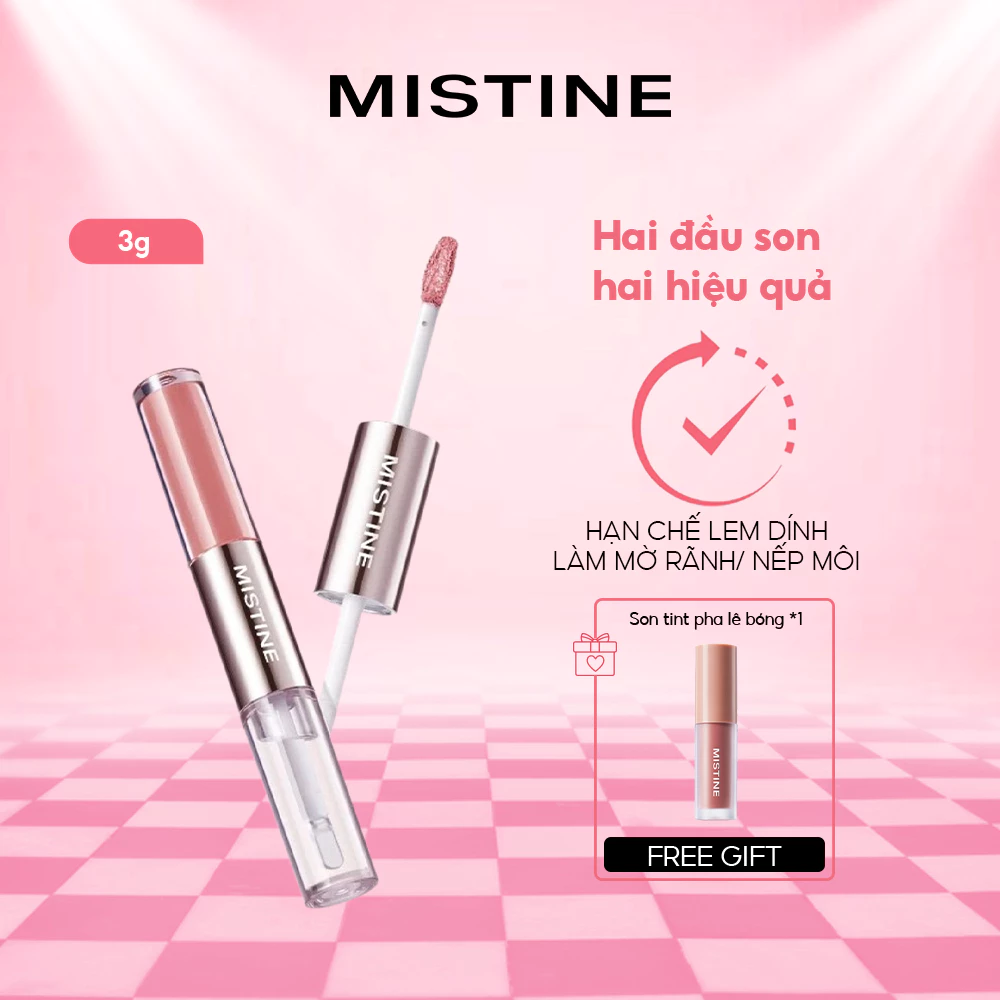 Son Môi Hai Đầu MISTINE Giữ Màu Lâu Sáng Da 3g