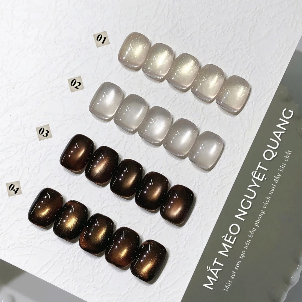 ROUNI Sơn Gel Mắt Mèo Hổ Phách Nâu & Mắt Mèo Nguyệt Quang